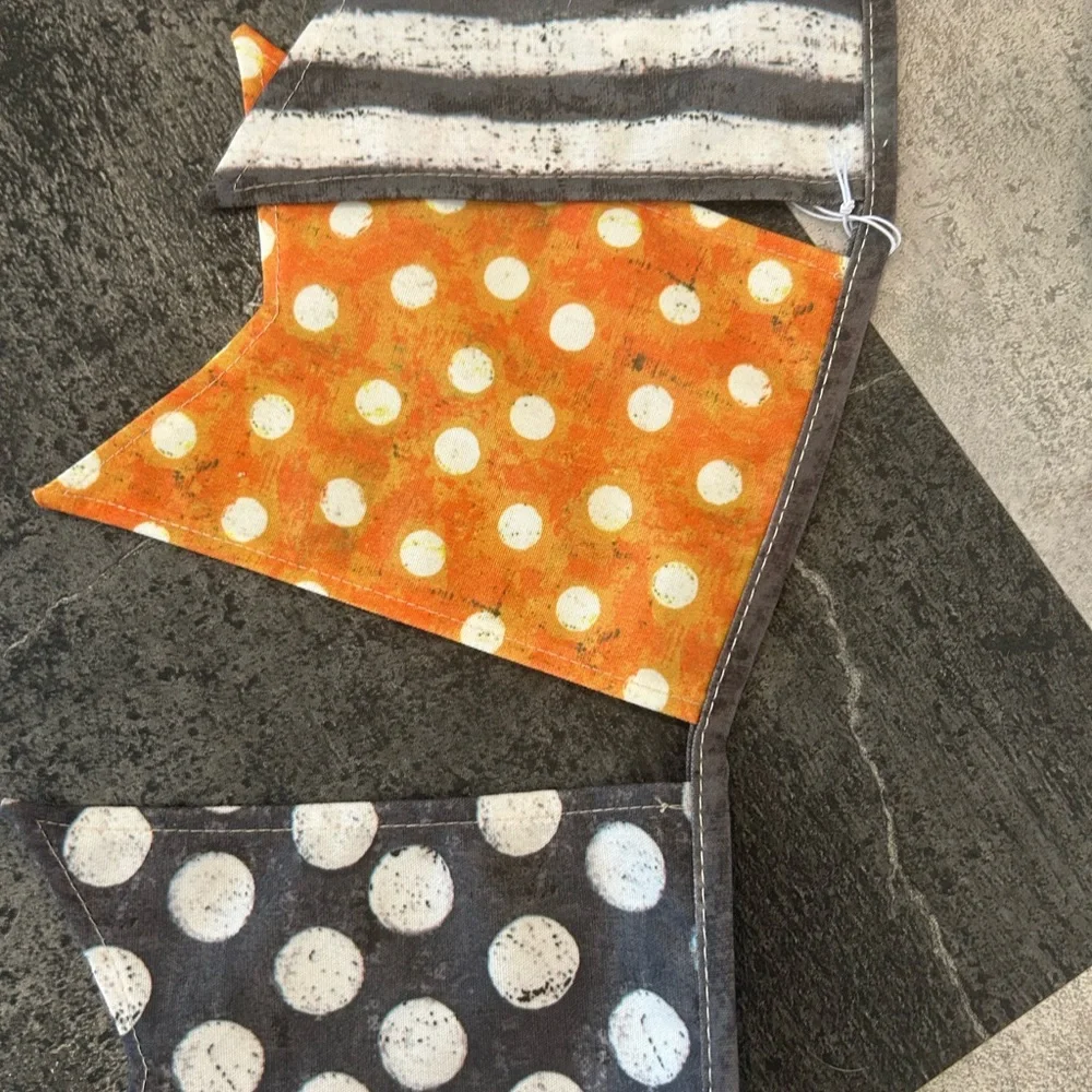 NWT - Halloween Black Orange White and Yellow Canvas Pennant Banner, Set of 2